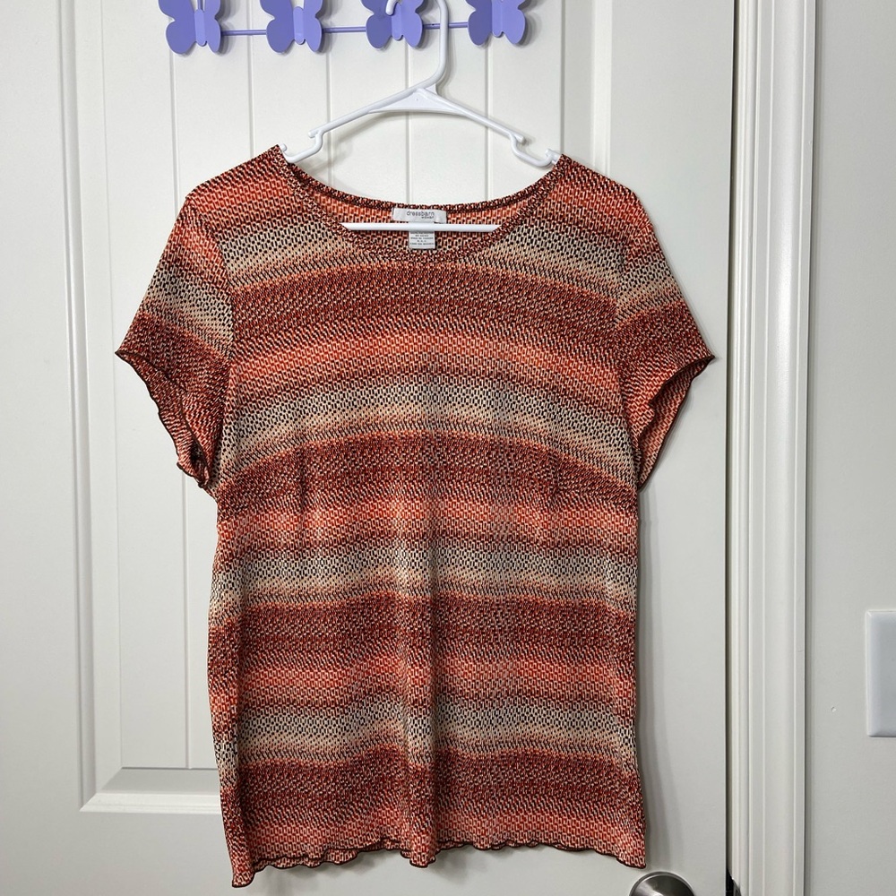 NWOT Vintage Dress Barn women’s multicolored pattern stretch blouse 14/16